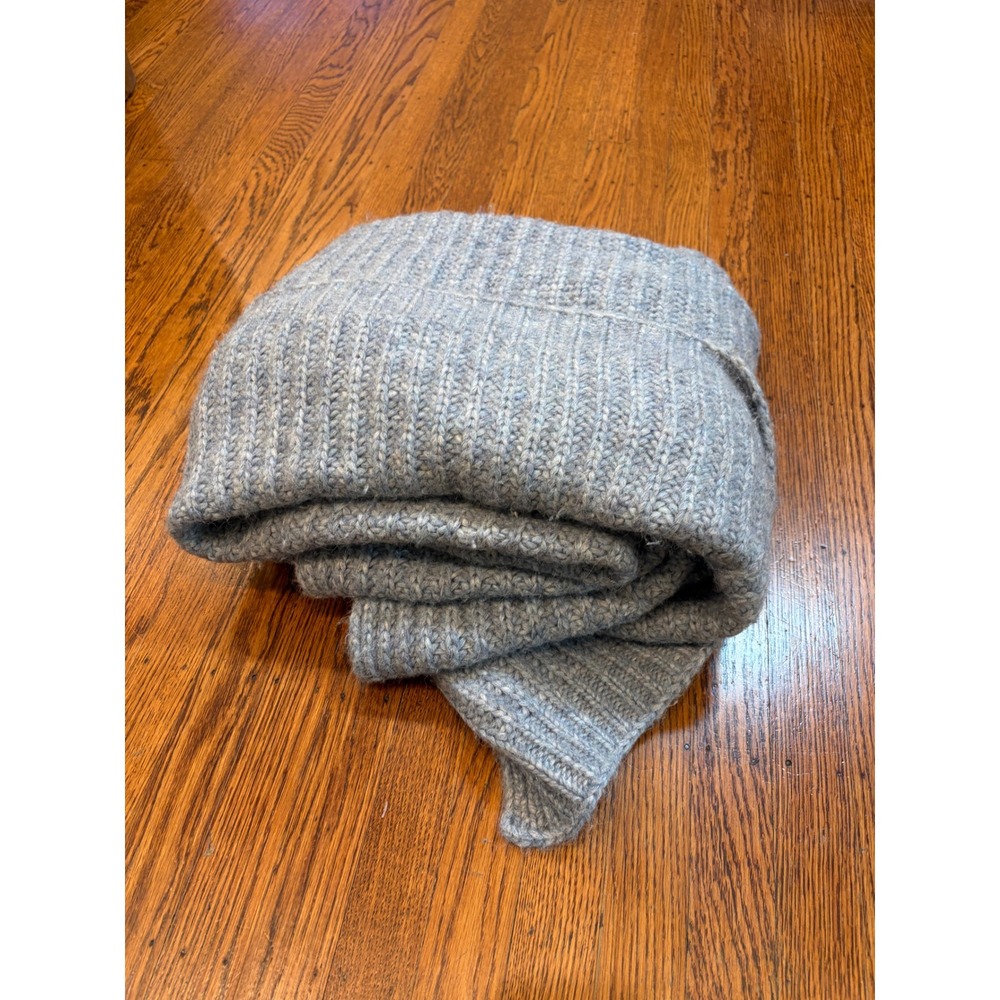 Serena & Lily Baby Alpaca Wool Blend Ribbed Throw Blanket Blue 50x70 Peru